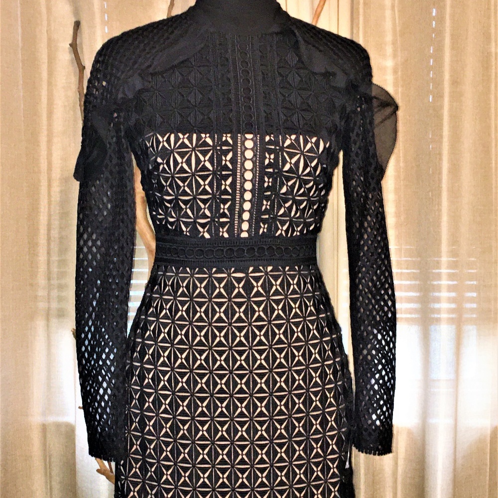 Self-Portrait Nude Lining Geometric Mini Dress - Picture 6 of 8